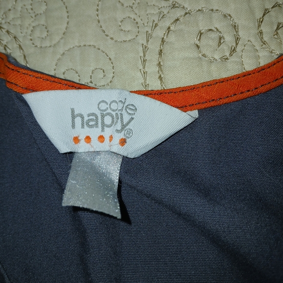 Code Happy Gray Scrub Top Size XS - Picture 2 of 8